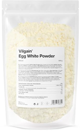 Vilgain Eiklarpulver (500 g) Neutral – 100% Getrocknetes Eiweißpulver Ohne Zusatzstoffe, Pasteurisiertes Egg White Powder Zum Backen & Kochen, High Protein Low Carb Fitness Snack, GVO-Frei