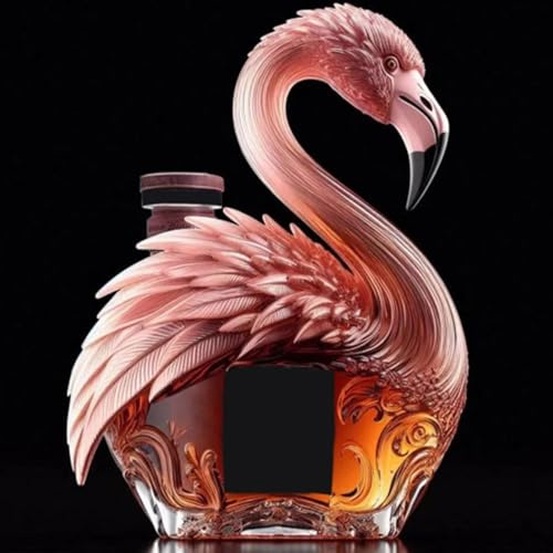 320ML Carafe A Decanter Vin - Decanter Whisky Figurine, Carafe À Whisky 3D En Forme De Flamant Rose, Bouteille De Vin En Verre Fantaisie, Carafe À Vin Vide Créative Sur Le Thème Des Animaux(B)