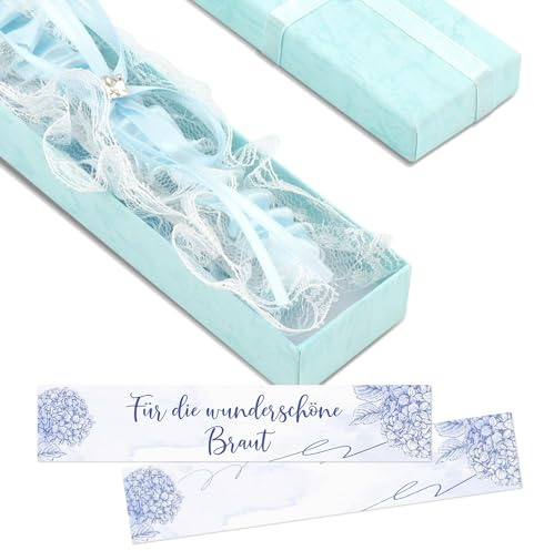 Liga Novia Azul con Tarjeta,Regalo para Novia,Despedida de Soltera Accesorios,Liga novia para Fiesta, Compromiso, Despedida de Soltera,Decoración Nupcial para Mujeres y Niñas