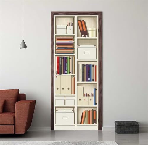 Türaufkleber 3D Türtapete Selbstklebend 77X200cm Türposter Folie für Türen Modern Bücherregal Fototapete Türfolie Poster Tapete Abnehmbar Wasserdichte Türbilder Tür Tattoo für Zuhause Dekor -DS1947