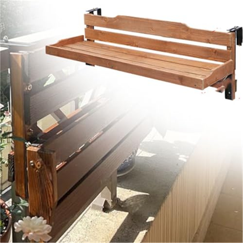Generisch Massivholz balkontisch hängend Balkon-Hängetisch/Geländerschreibtisch, Klappbarer Verandaständer/Hängeterrassenschreibtisch, Pflanzenständer(L 24in/60cm)