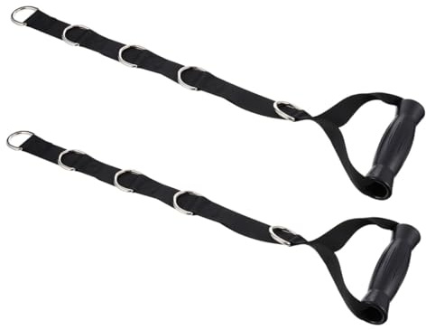 GARVALON 2 pezzi Cinghie di Resistenza Fitness con Manici D-ring Punti di Ancoraggio Bande Elastiche per Esercizi di Trazione e Allenamento Muscolare Nero Pesanti e Regolabili per Casa e