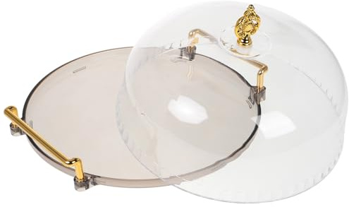 SHINEOFI Plateau de Service à Gâteau avec Couvercle Transparent Assiette Plastique Élégante pour Présenter Fruits Desserts et Gâteaux Design Minimaliste et Moderne Plateau Polyvalent pour