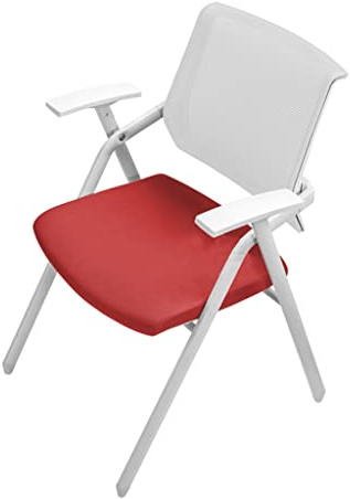 Sedie pieghevoli impilabili da ufficio con design a rete, comode sedie per visitatori, colore rosso, 50 x 44 x 84 cm, perfette per uffici e aree di attesa