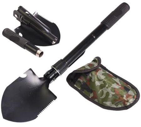 Pala da neve pieghevole multifunzionale, mini vanga pieghevole for raschietto da neve telescopico, for uso militare di sopravvivenza in campeggio in giardino