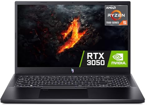 acer Nitro V15 ANV15-41 15.6 Gaming Laptop | AMD Ryzen 5 7535HS | 16GB RAM | 512GB SSD | Nvidia GeForce RTX 3050 | 144Hz Display | Windows 11 Home | Black