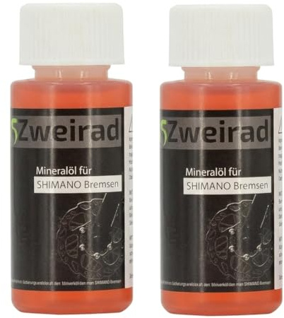 MSZweirad Mineralöl 2x 60 ml geeignet für Shimano hydraulische Scheibenbremsen - Rotes Hydrauliköl Bremsflüssigkeit kompatibel mit Entlüftungskits für Fahrradbremse