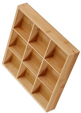 BTOSEP Vassoio in legno diviso multi scomparti lucido vassoio da portata per hot pot ristoranti in legno naturale 1 unità (9 scomparti)