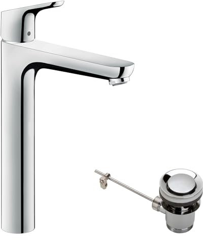hansgrohe Wasserhahn Focus (Armatur mit Auslauf Höhe 230 mm und Zugstangen-Ablaufgarnitur) Chrom