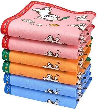 merrysquare - Kindertaschentücher - 100% Baumwolle - 6 Stücke - Ca. 27cm - Modell Soccer