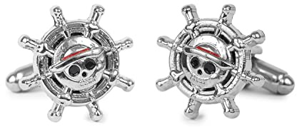 Gemelolandia | Gemelos para Camisa Timon Pirata con Sombrero de Paja Anime | Gemelos para Bodas y en Eventos formales | Da un toque Elegante | Complementos de Moda Para Hombres…