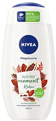 NIVEA Winter Moment Cocoa Shower care (250 ml), Winter Shower Gel with the Warm Fragrance of Cocoa, Cream Shower gel with Macadamia Oil