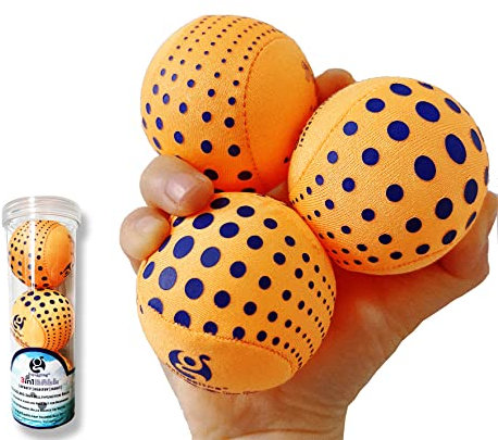 DSJUGGLING 60mm 3in1 Multi-Function Balls - Washable Juggling Ball for Beginners Set of 3 | Water Skimming Balls Bounce On Water - Pool & Beach Toys | Soft Grip Training Ball Kit (Orange)