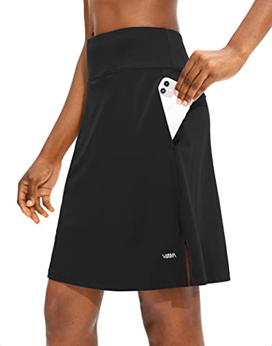 Viodia Women's 20 Knee Length Skorts Skirts Athletic Tennis Golf Skirt for Women Modest Sports Casual Summer Skirt with 5 Pockets Black