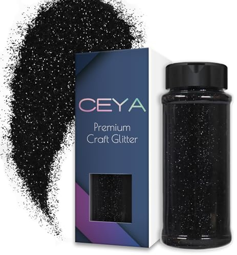Ceya 3.5oz/ 100g Ultra Fine Glitter Powder Black Glitter 1/128” 0.008” 0.2mm for Slime Epoxy Resin Craft Tumbler Jewelry Nail Art Festival Makeup Scrapbook Painting Wedding Cards
