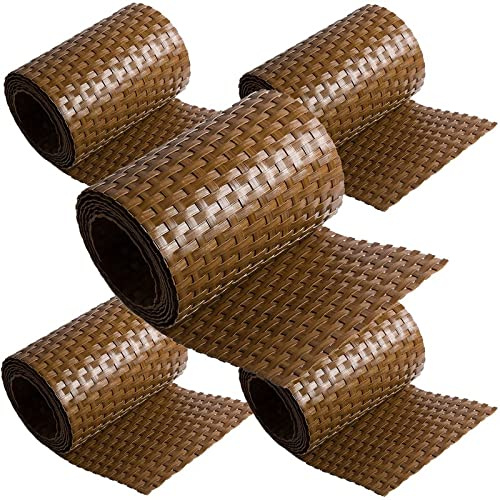 ECI © Poly-Rattan Sichtschutzstreifen für Doppelstabzaun 19 | 255cm Hell Braun RD13 5 Rollen