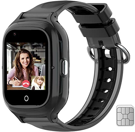 LogHog Wonlex 4G Smart Watch for Kids Call and Text Boys Girls 4-12 Baby Watches with SIM Card GPS Tracker Touch Screen Kids Phone Watch Voice Video Calling Messaging (Black)