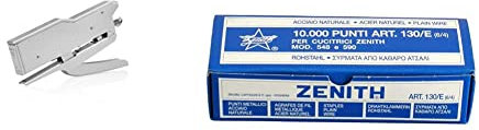 Zenith 548/E - Cucitrice a Pinza, Grigio & Punti Metallici Acciaio Naturale Art. 130/E (6/4) 1 Scatolina Da 10.000 Punti