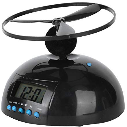 Dioche Fliegender Wecker Propeller, Wecker Neuheit Fliegen LCD Digital Tragbare Mini Runde Propeller Haushaltswaren