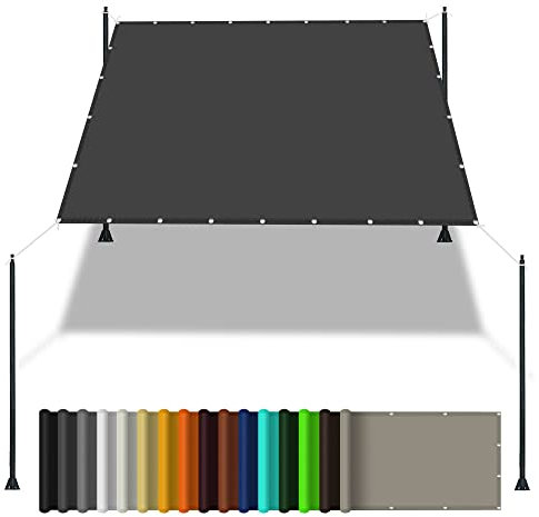Vela Ombreggiante Tenda a Vela 4 x 6 m Impermeabile Tenda Parasole Rettangolare Protezione Raggi UV 98% per Giardino Terrazzo e Campeggio, Grigio Scuro