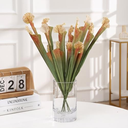 AtHomeYuyue 5 Stück 44,5 cm künstliche fleischfressende Krug Simulation Sarracenie für Heimdekoration und grünes Blatt, Hochzeitsfest-Dekoration.