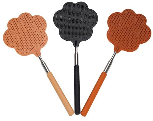 Ausziehbare Fliegenklatsche, manuell, Teleskop-Fliegenklatsche, robustes Set, Insektenklatsche mit verstellbarem langem Griff, Mückenvernichter, Fliegenklatsche für drinnen, draußen, Schule, 3 Stück