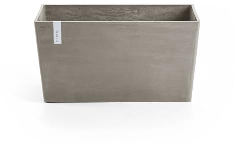 Ecopots Blumentopf Paris Braun Grau - 60 x 26 cm - Raumteiler, Sichtschutz - Pflanzentopf rechteckig aus Recycling Kunststoff - Übertopf modern für Indoor und Outdoor