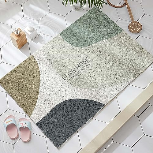 PALVJIE Rutschfeste Luffa-Duschmatte, 60 x 90 cm, Weiß, PVC, rechteckig, Badematte