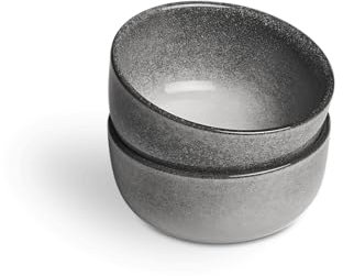 Springlane Misty Cliff - Set di 2 ciotole in gres porcellanato, colore: Grigio