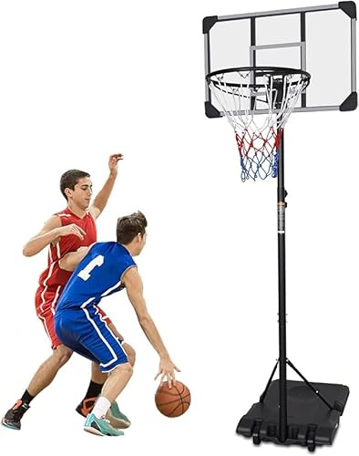 Gymflex Fitness Basketballkorb Outdoor, Höhenverstellbarer Basketball ständer von 170 bis 213cm, Rückwand & Vergrößerter Basis, für Kinder Jugendliche