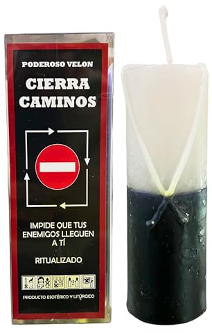 Velón Cierra Caminos para Impedir que tus Enemigos Lleguen a Ti | Vela Especial Ritualizada para Cortar Caminos | Incluye Polvos Especiales e Instrucciones de Uso con Oración.