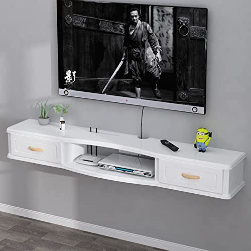SIBEG Wandmontierte TV-Einheit Schwimmender TV-Ständer – Wandmontiertes TV-Regal, schwebendes Medienregal, TV-Konsoleneinheit, Wand-TV-Schrank, Aufbewahrungsregale, Möbel mit 2 Türen für Wohnzimmer,