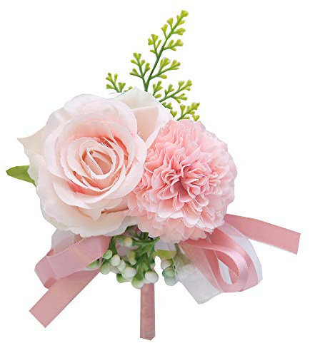 SYSUII Boutonniere Hochzeit Rose- 8 Stück Hochzeit Boutonniere Handarbeit Corsage Künstliche Hochzeit Rose Blumen Hochzeitsanstecker Ansteckblume für Bräutigam Männer Braut Frauen -Rosa