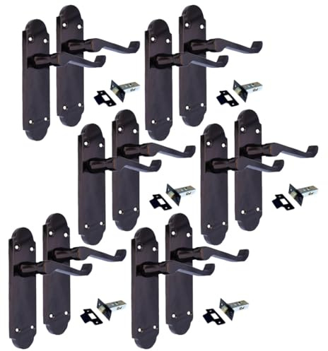 Epsom Door Handle - Black Nickel Internal Door Handles - Door Handles Internal Sets Including Tubular Latch, Black Door Handle Set for Internal Doors, Door Handle in Black, 170mm x 42mm 6 Sets