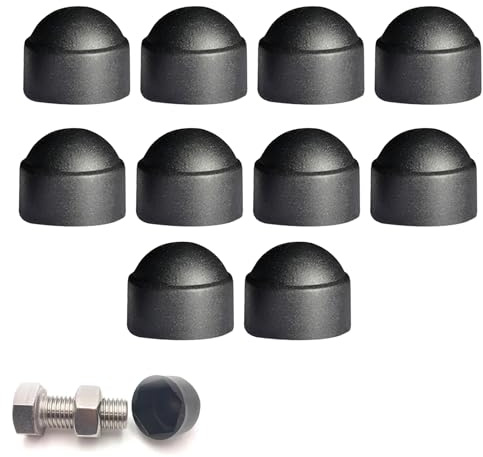 Okaywork 10 Pezzi Cappucci Copri-dado Bulloni M8, Nero Cappucci di Protezione, Cappucci Protettivi Esagonali Tappi Plastica, Copridadi Ruota, Tappi Protezione per Dadi Calotta in Plastica