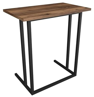 URBNLIVING Wood Laptop Table Portable C-Shape Computer Stand with Metal Legs, Ideal for Home Office Use, Providing Convenience and Style (Burnt Oak)