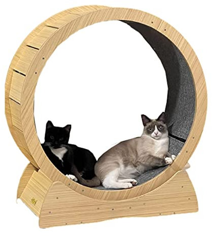 Laufrad Für Katzen, Großes Katzenlaufband Aus Holz Mit Laufbahn Aus Teppich, Fitness, Katzensportspielzeug Für Längere Katzen,L