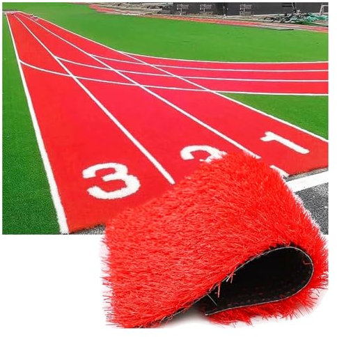Garden Lawn Mat, with Drainage Holes On-Slip Lawn Carpet, Realistic ArtificialGrass Runner Grass Mat, 1.18 (in) Height Fake Grass Dog Pet Turf Roll for Garden (Color : Red, Size : 31.4X 51(i