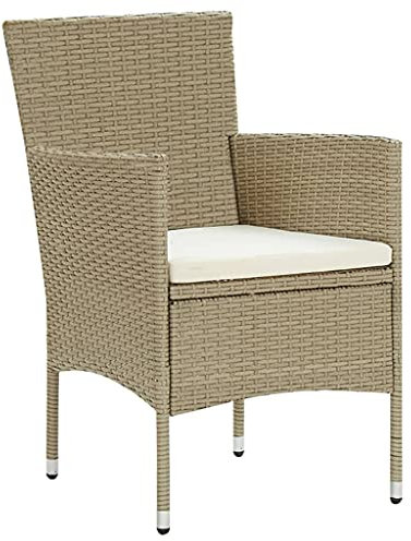 HETFTJN Sonnenstuhl Campingstuhl Klein Esszimmerstühle Modern Balkonstuhl - Garten-Essstühle 4 STK. Poly Rattan Beige für Garden Outdoor Terrassen Balcony