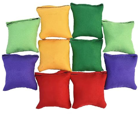 10Stück Sitzsäcke Werfen, Lustige Sitzsäcke Cornho-le Tasche Bohnensäckchen, Toss Game Sitzsack, Bean Bag Wurfspiel für Kinder PE Sensorische Jonglier Sportausbildung (zufällige Farbe)
