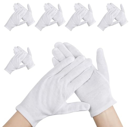 XOXVURI 5 Paires Gants Coton Blanc Hydratants Eczema Gants De Travail Minces Contre Névrodermite Gants Protection L'Eczéma Pour Peau Sèche Et Sensible