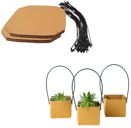 Urier Lot de 40 pots d'emballage pour plantes grasses, boîtes cadeaux avec poignées, 7,6 x 7,6 cm, boîtes cadeaux en papier kraft (marron)