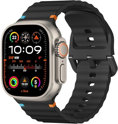 Netolo Sport Straps Compatible with Apple Watch Series 10 Strap 46mm 45mm 44mm 49mm 42mm, Soft Silicone Band for Apple Watch Ultra 2 Strap - iWatch Series 10 9 8 7 6 5 4 3 2 1 SE Ultra