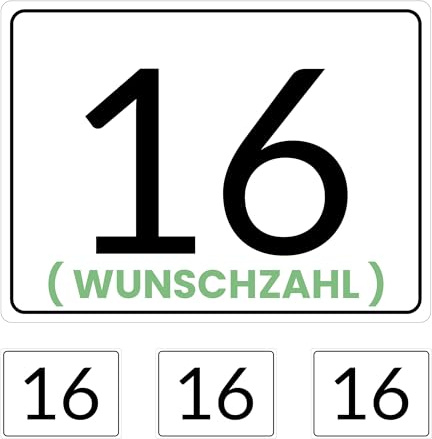 Mülltonnenaufkleber 4er-Set je 12x9cm, personalisierte Hausnummer | 4 Stück individuelle Mülltonnenaufkleber mit Zahlen, selbstklebend, wetterfest, ideal für den Außenbereich.