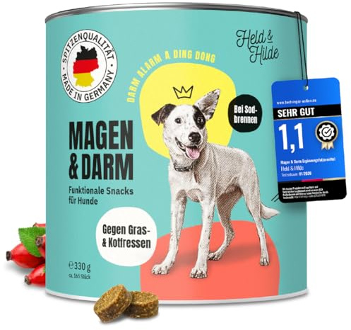 Held & Hilde Gras- Kotfresser Verdauungssnack für Hunde, Made in Germany | Unterstützung von empfindlichen Mägen mit Ulmenrinde Flohsamenschalen Bierhefe Moor Inulin Insektenprotein nachhaltig 330 g