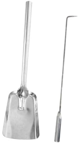 ULTECHNOVO Juego De Herramientas Para Chimenea 2 Piezas Pala y Atizador Hierro Fundido Grueso Resistente Al Fuego Para Hogar Uso Interior y Exterior Para Recoger Leña y Controlar Brasas