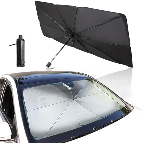 Car Windshield Sun Shade Umbrella, 360° Rotation Foldable Windscreen Sunshade Car Front Windshield Sun Shade, UV Protector Windscreen Sunshades for Cars Trucks SUVs Inside(140 x 80cm)