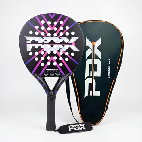PDX Aurora Padel Racket for Adults | Lightweight Carbon & Fibreglass Padel Racket for Men & Women | Built for Control, Power & Comfort | Ideal for Indoor & Outdoor Play | Includes a Free Carry Case