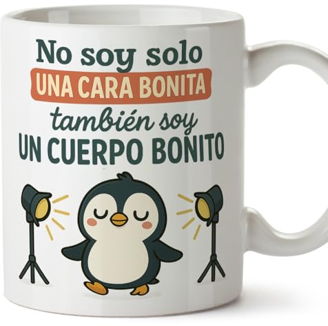MUGFFINS tazas originales para regalar | No soy solo una cara bonita, también soy un cuerpo bonito en Español | tazas divertidas para regalar fitness gym | 330 Ml 11 oz | graciosas ego v2
