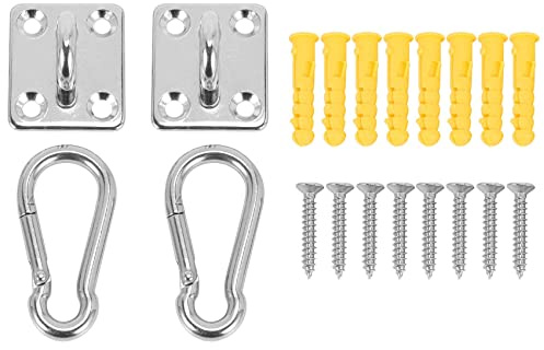 Kopinma 2 Juegos de suspendidos en Forma de U para Colgar en el Techo, de Acero Inoxidable, Resistentes, multifunción, para Hamaca, Placa Base de Metal con Gancho